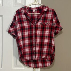 Victoria's Secret Red and Black Plaid Sleep Shirt